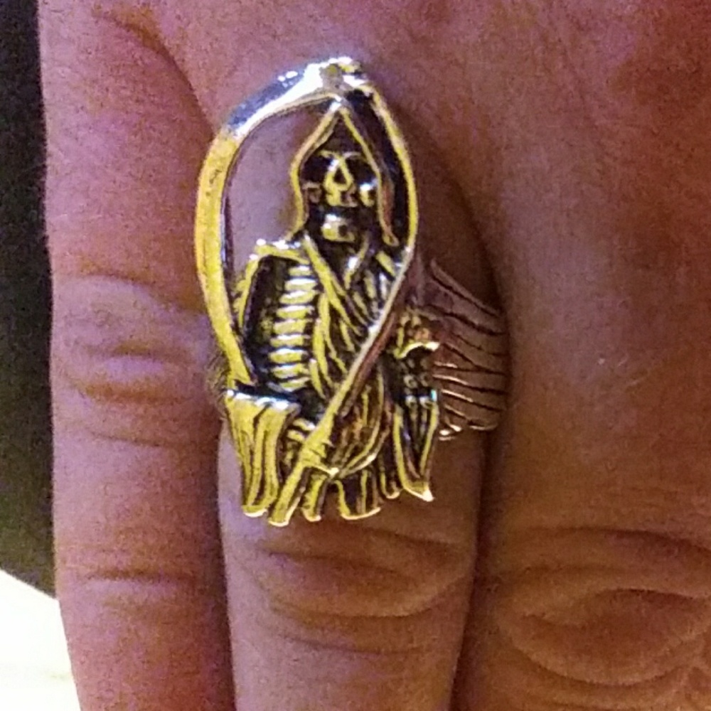 Size 10 Grimm Reaper stainless Ring, skull death